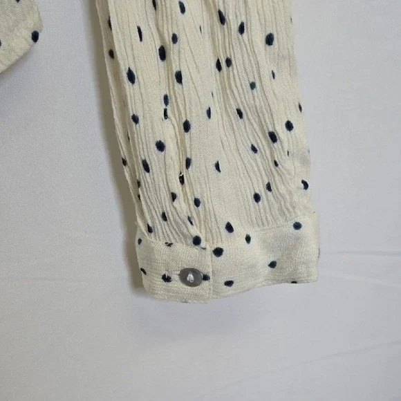 Patrons of Peace Smocked Long Sleeve Polka Dot Top, Cottage, Cream Black, Large - Picture 6 of 8